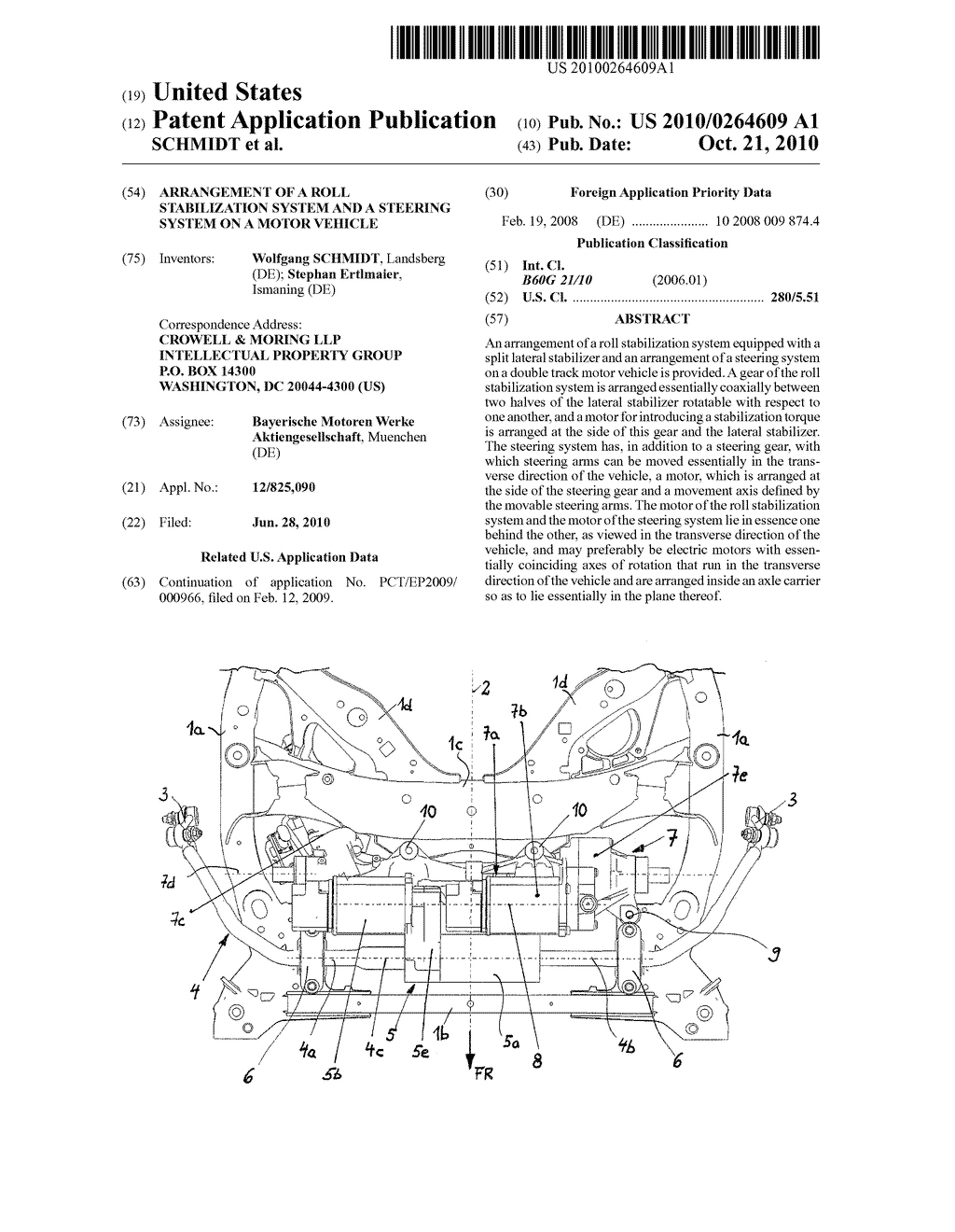 Arrangement of a Roll Stabilization System and a Steering System on a Motor Vehicle - diagram, schematic, and image 01