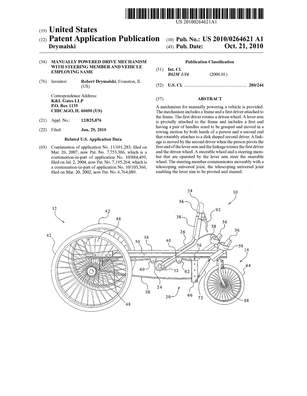 MANUALLY POWERED DRIVE MECHANISM WITH STEERING MEMBER AND VEHICLE EMPLOYING SAME - diagram, schematic, and image 01