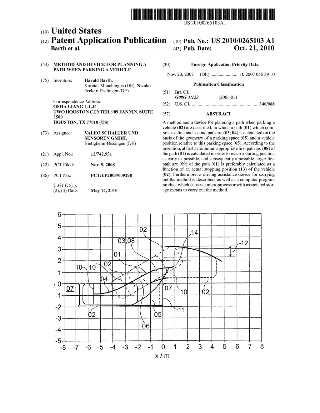 METHOD AND DEVICE FOR PLANNING A PATH WHEN PARKING A VEHICLE - diagram, schematic, and image 01