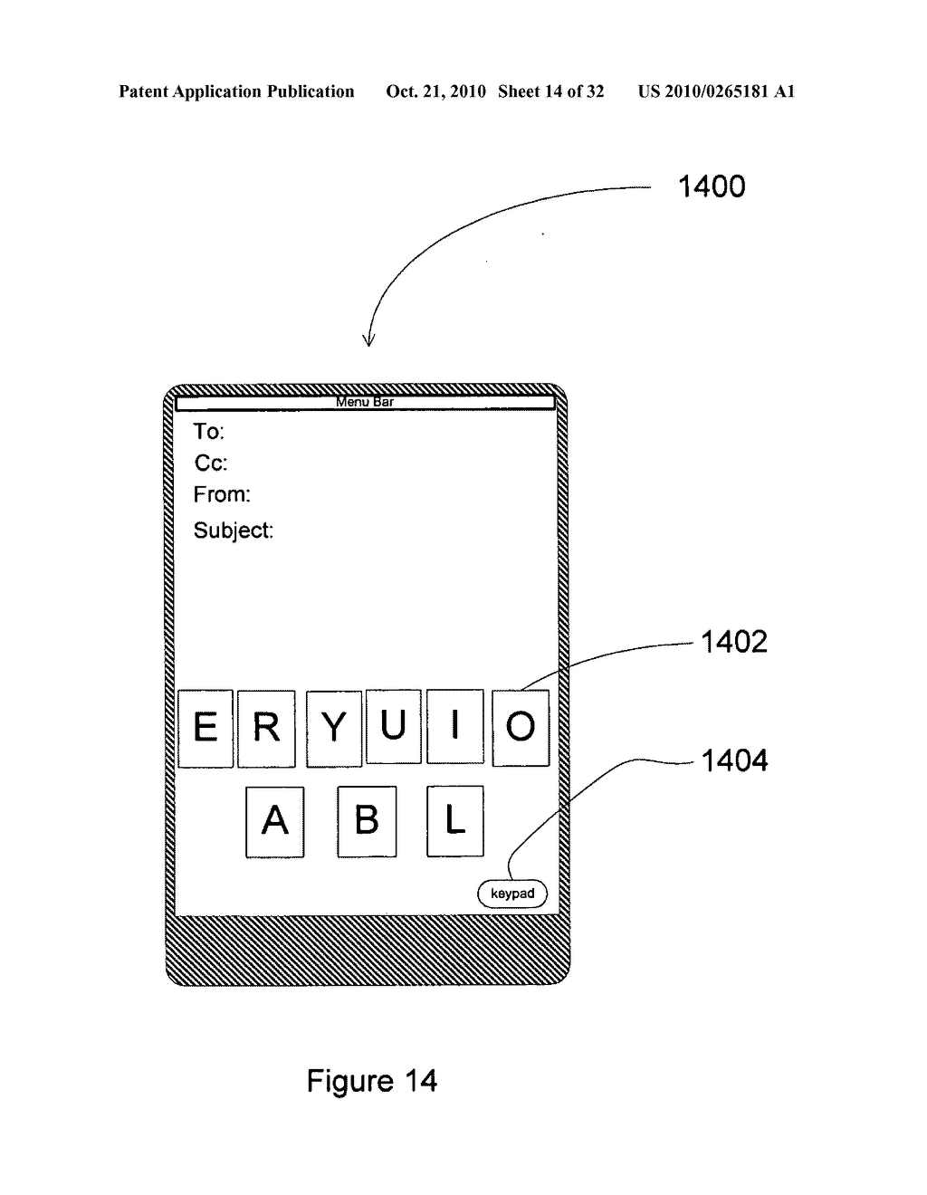 System, method and computer readable media for enabling a user to quickly identify and select a key on a touch screen keypad by easing key selection - diagram, schematic, and image 15