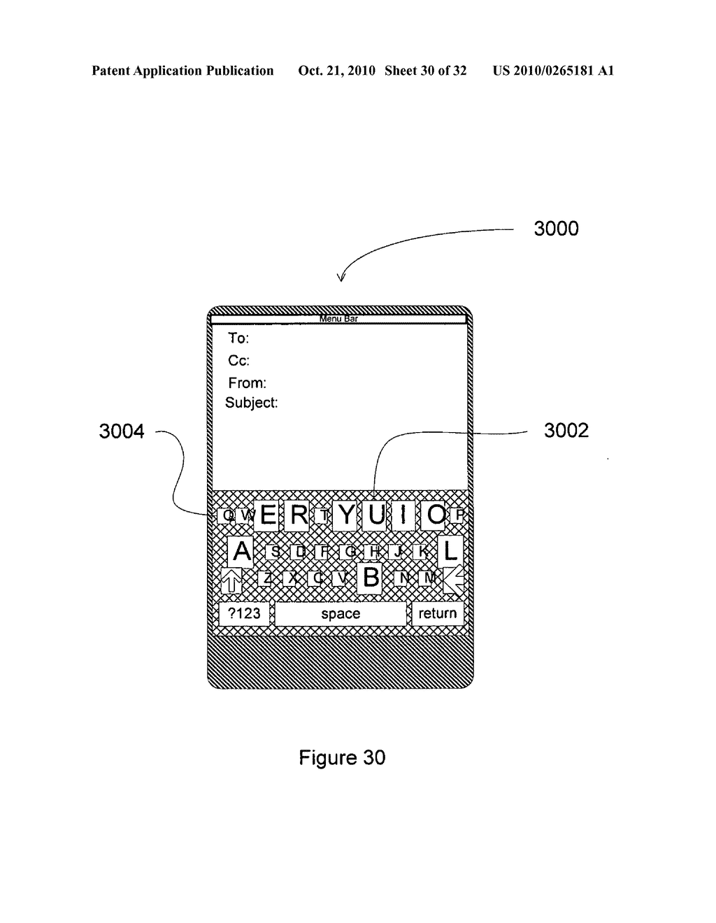 System, method and computer readable media for enabling a user to quickly identify and select a key on a touch screen keypad by easing key selection - diagram, schematic, and image 31