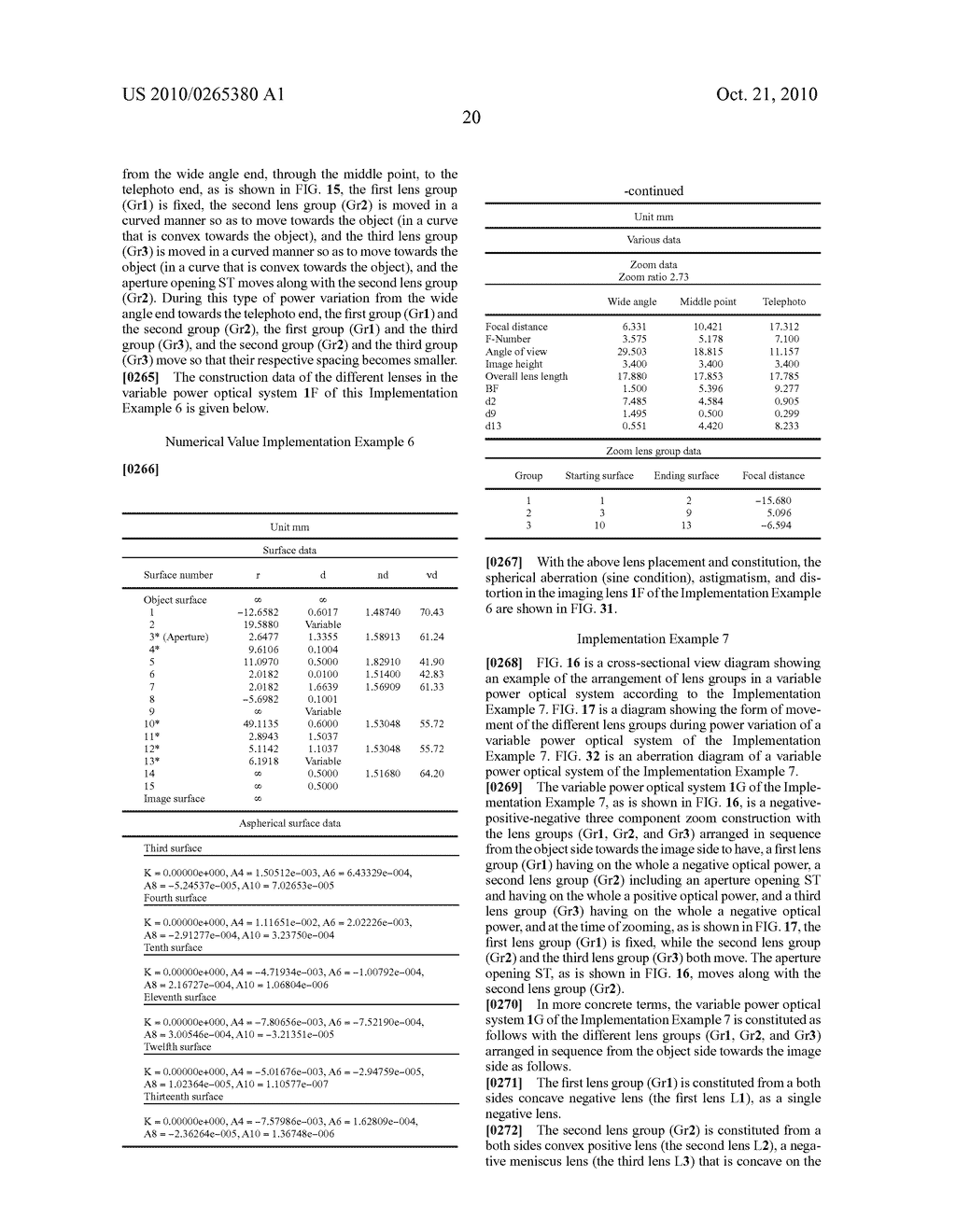 VARIABLE POWER OPTICAL SYSTEM, IMAGING DEVICE, AND DIGITAL DEVICE - diagram, schematic, and image 57