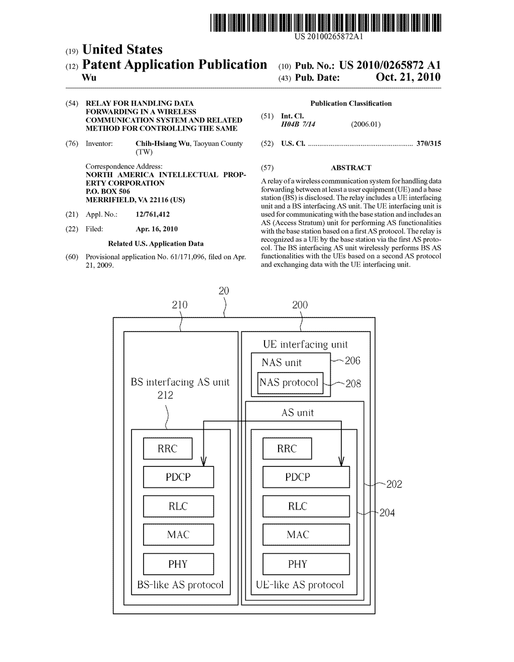 RELAY FOR HANDLING DATA FORWARDING IN A WIRELESS COMMUNICATION SYSTEM AND RELATED METHOD FOR CONTROLLING THE SAME - diagram, schematic, and image 01