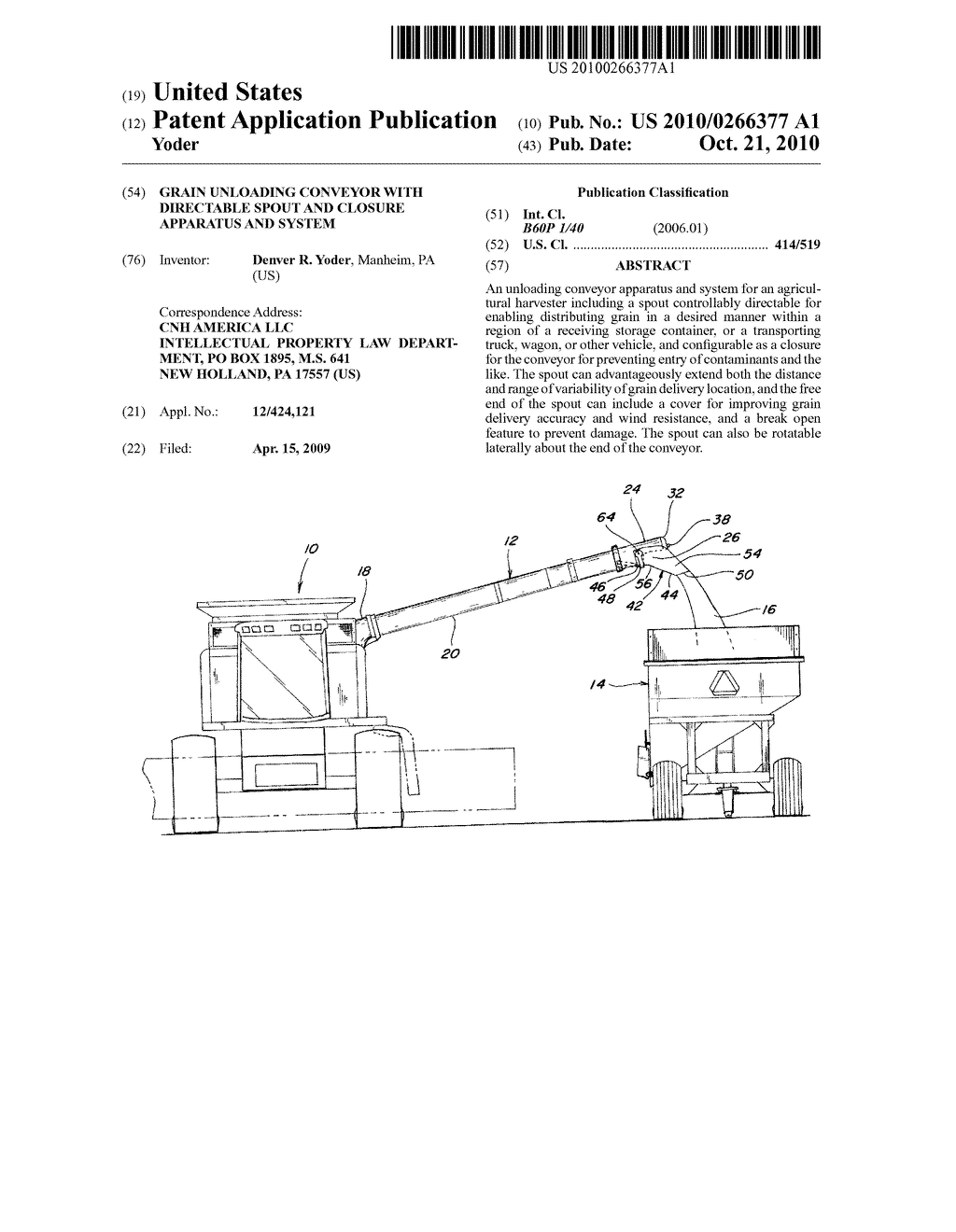 GRAIN UNLOADING CONVEYOR WITH DIRECTABLE SPOUT AND CLOSURE APPARATUS AND SYSTEM - diagram, schematic, and image 01