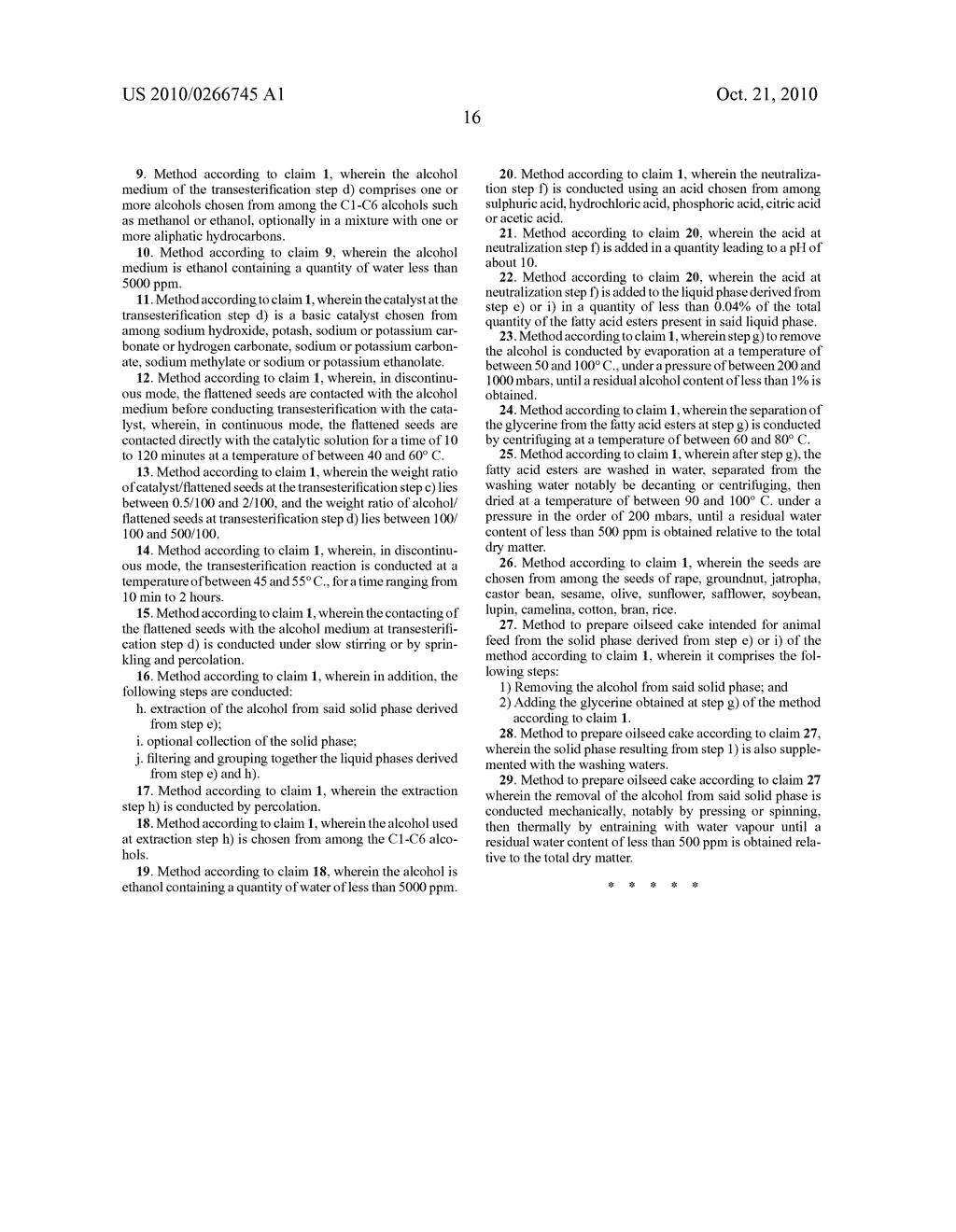 METHOD FOR PRODUCING FATTY ACID ESTER FROM FLATTENED OLEAGINOUS GRAINS - diagram, schematic, and image 17