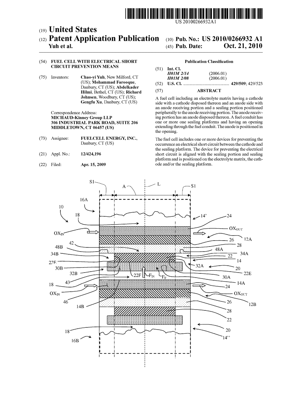 FUEL CELL WITH ELECTRICAL SHORT CIRCUIT PREVENTION MEANS - diagram, schematic, and image 01