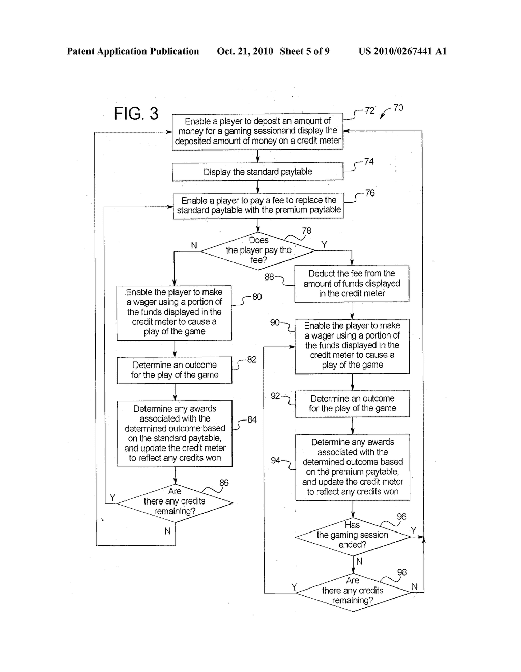 GAMING DEVICE AND METHOD HAVING PURCHASABLE ENHANCED PAYTABLES - diagram, schematic, and image 06