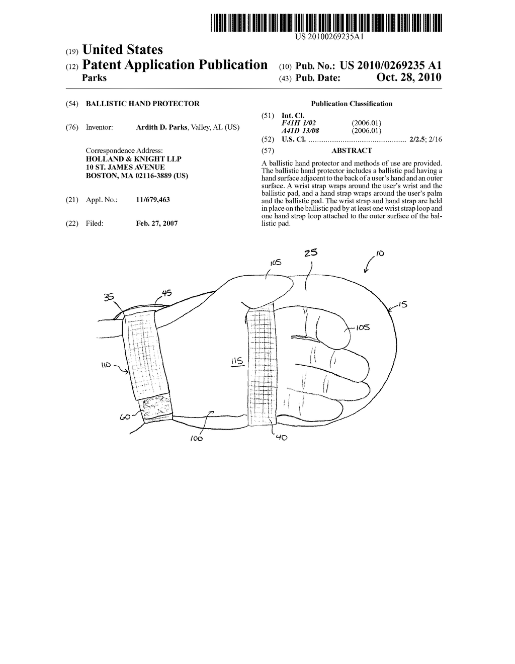 BALLISTIC HAND PROTECTOR - diagram, schematic, and image 01