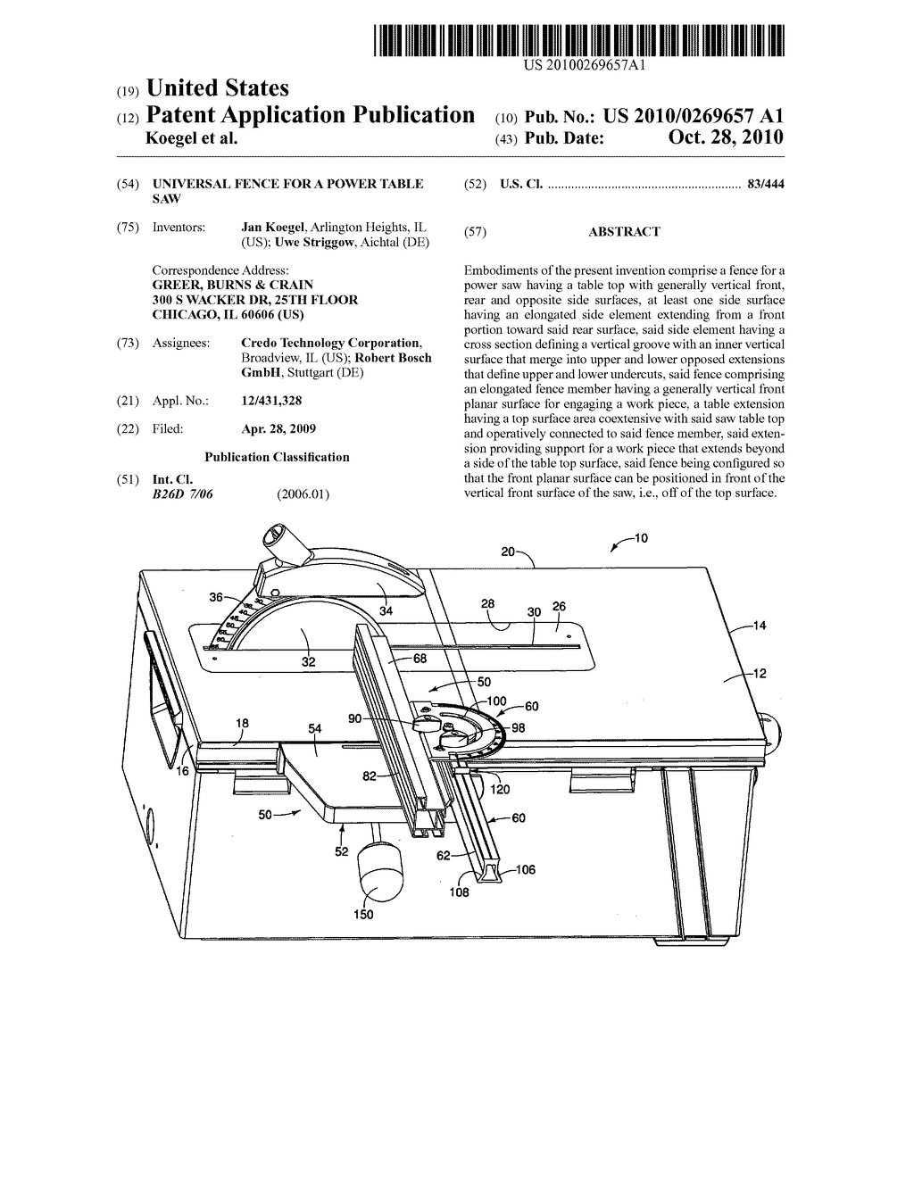 UNIVERSAL FENCE FOR A POWER TABLE SAW - diagram, schematic, and image 01