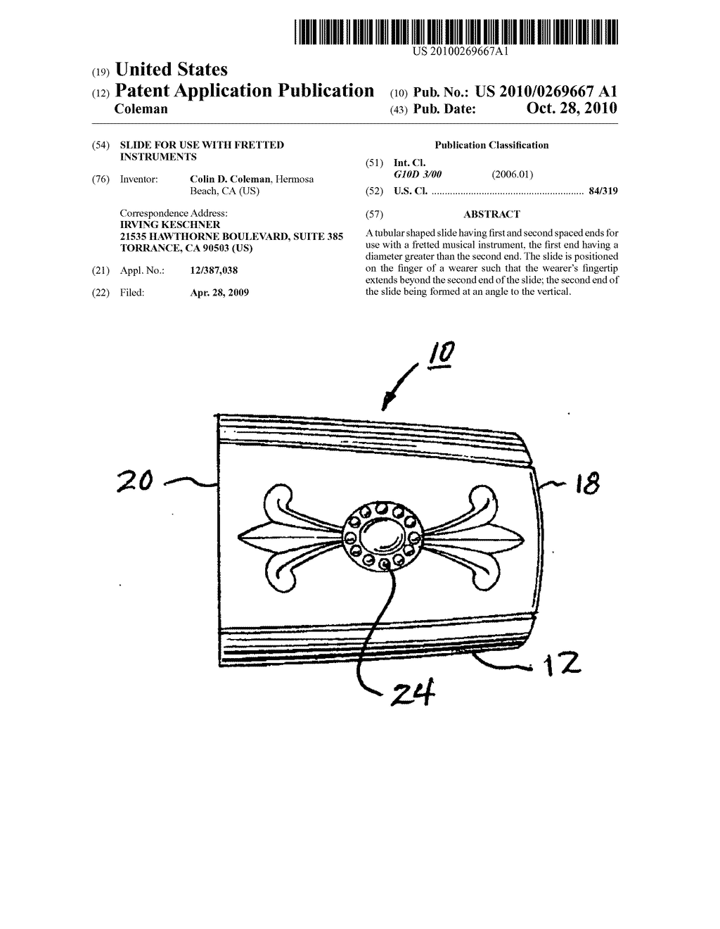 Slide for use with fretted instruments - diagram, schematic, and image 01