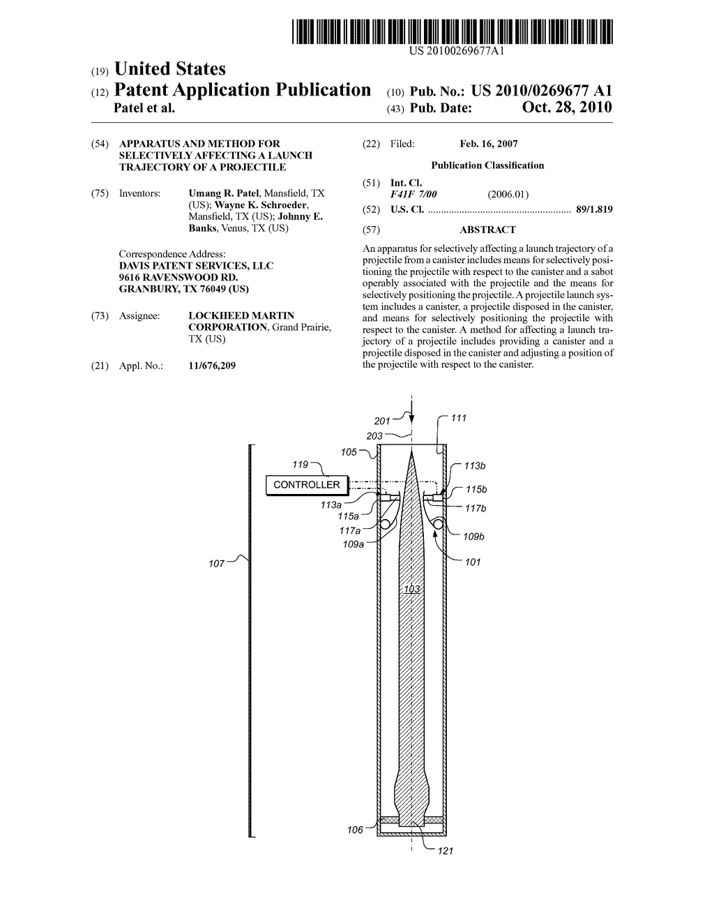 Apparatus and Method for Selectively Affecting a Launch Trajectory of a Projectile - diagram, schematic, and image 01