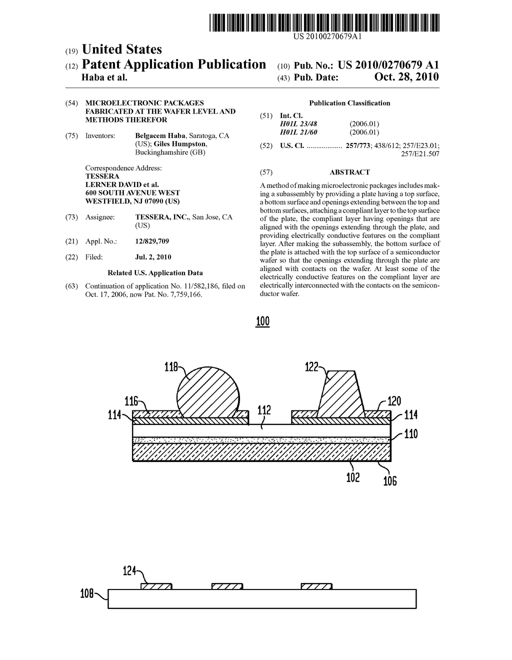 MICROELECTRONIC PACKAGES FABRICATED AT THE WAFER LEVEL AND METHODS THEREFOR - diagram, schematic, and image 01