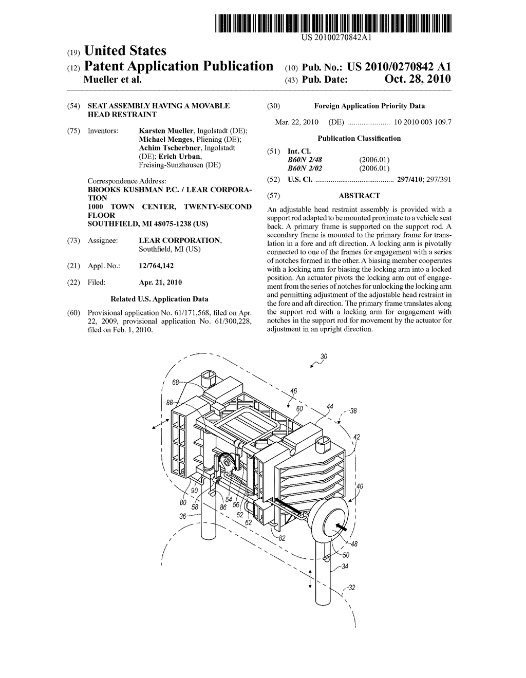 SEAT ASSEMBLY HAVING A MOVABLE HEAD RESTRAINT - diagram, schematic, and image 01