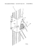 Displacement device for pivotally held separation elements and article of furniture diagram and image