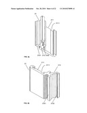 Displacement device for pivotally held separation elements and article of furniture diagram and image