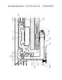 Displacement device for pivotally held separation elements and article of furniture diagram and image