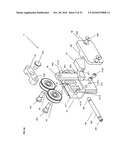 Displacement device for pivotally held separation elements and article of furniture diagram and image