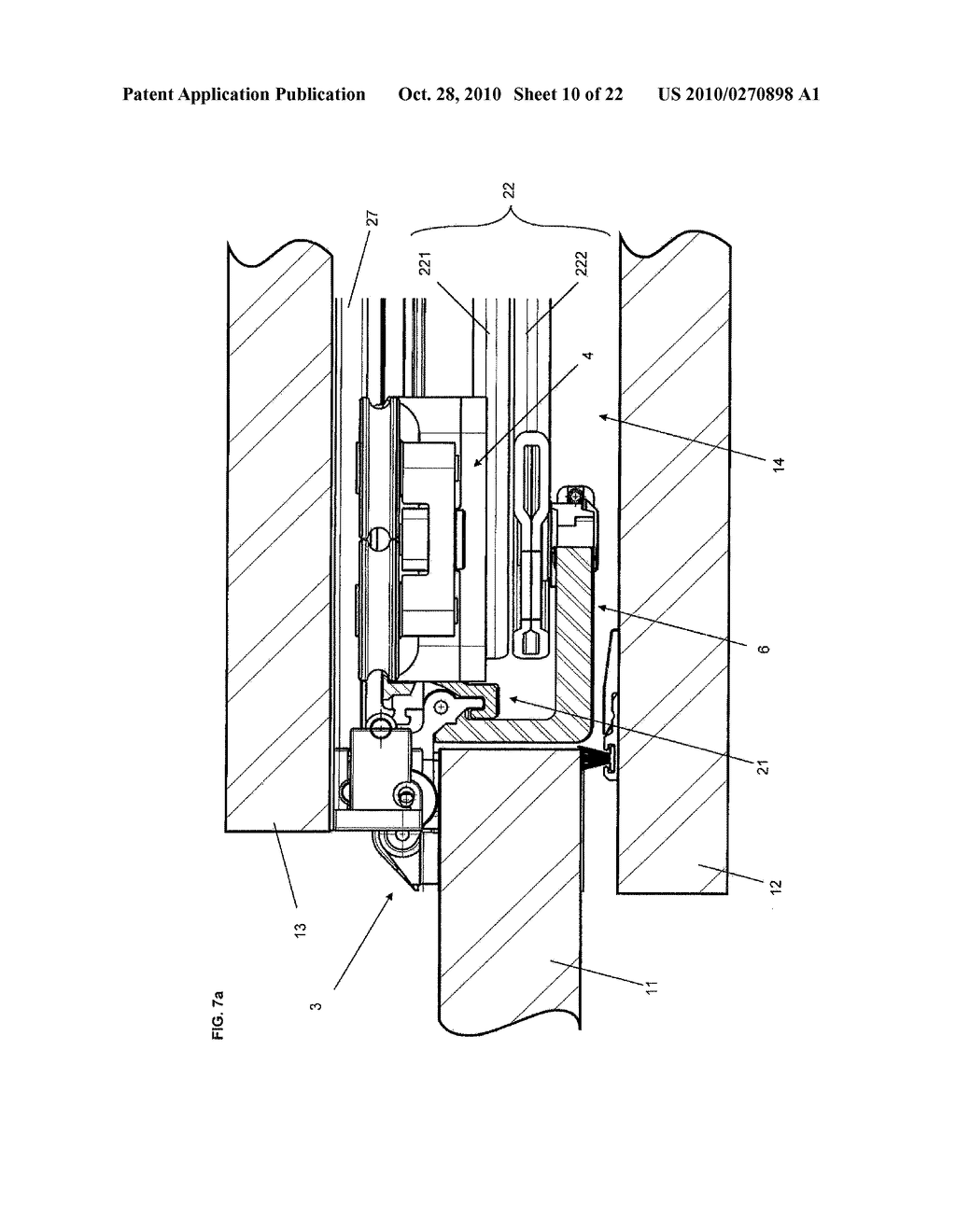 Displacement device for pivotally held separation elements and article of furniture - diagram, schematic, and image 11