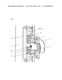 Displacement device for pivotally held separation elements and article of furniture diagram and image