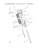 Displacement device for pivotally held separation elements and article of furniture diagram and image