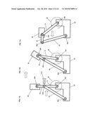 Displacement device for pivotally held separation elements and article of furniture diagram and image