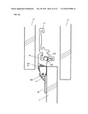 Displacement device for pivotally held separation elements and article of furniture diagram and image