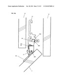 Displacement device for pivotally held separation elements and article of furniture diagram and image