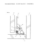 Displacement device for pivotally held separation elements and article of furniture diagram and image