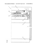 Displacement device for pivotally held separation elements and article of furniture diagram and image