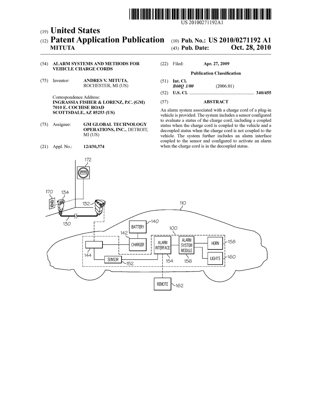 ALARM SYSTEMS AND METHODS FOR VEHICLE CHARGE CORDS - diagram, schematic, and image 01