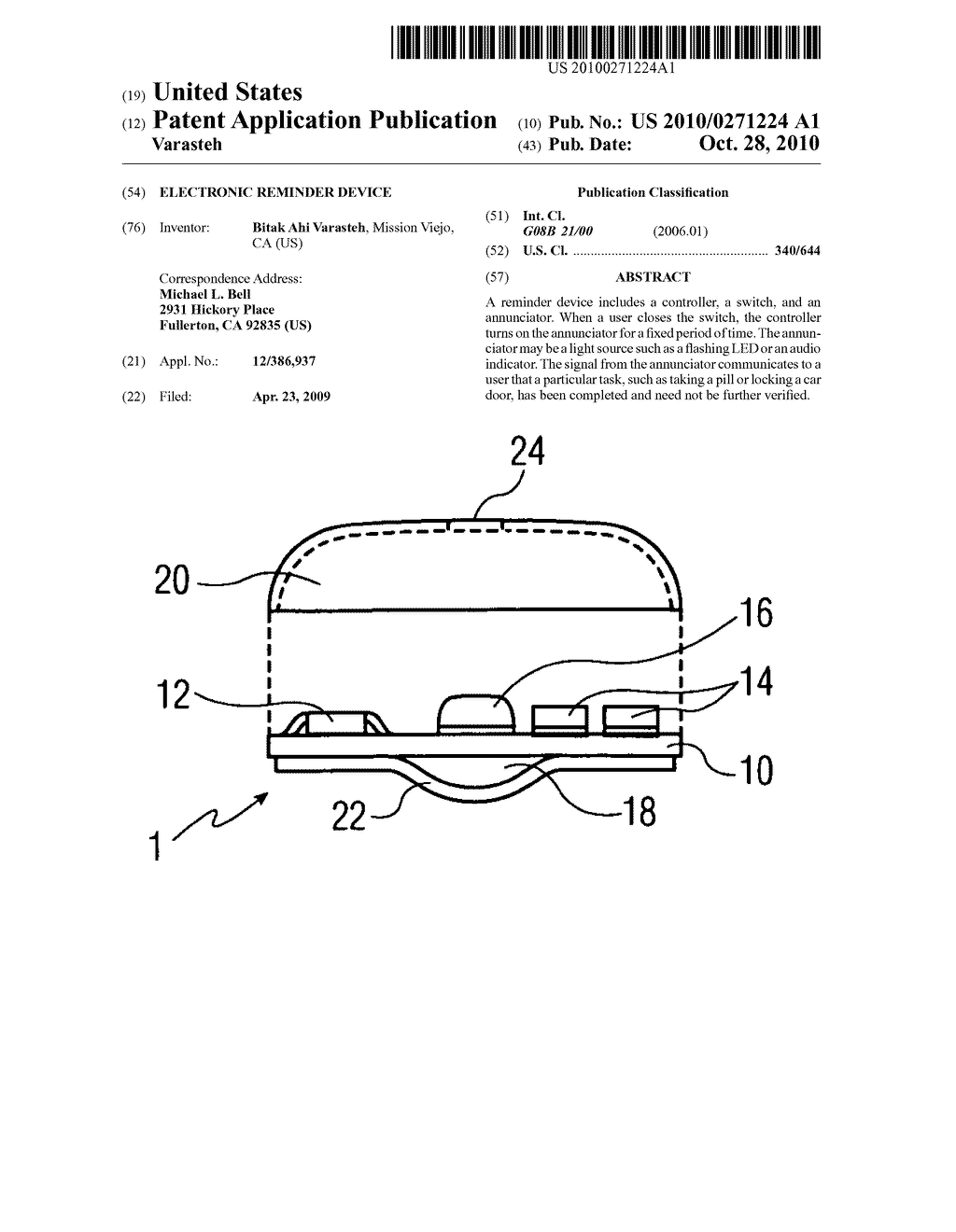 Electronic Reminder Device - diagram, schematic, and image 01