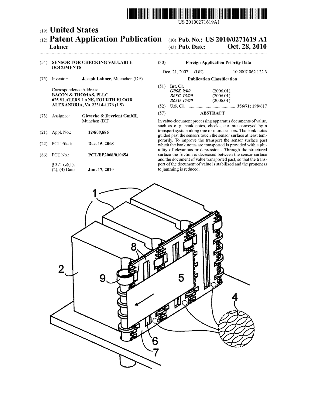 SENSOR FOR CHECKING VALUABLE DOCUMENTS - diagram, schematic, and image 01