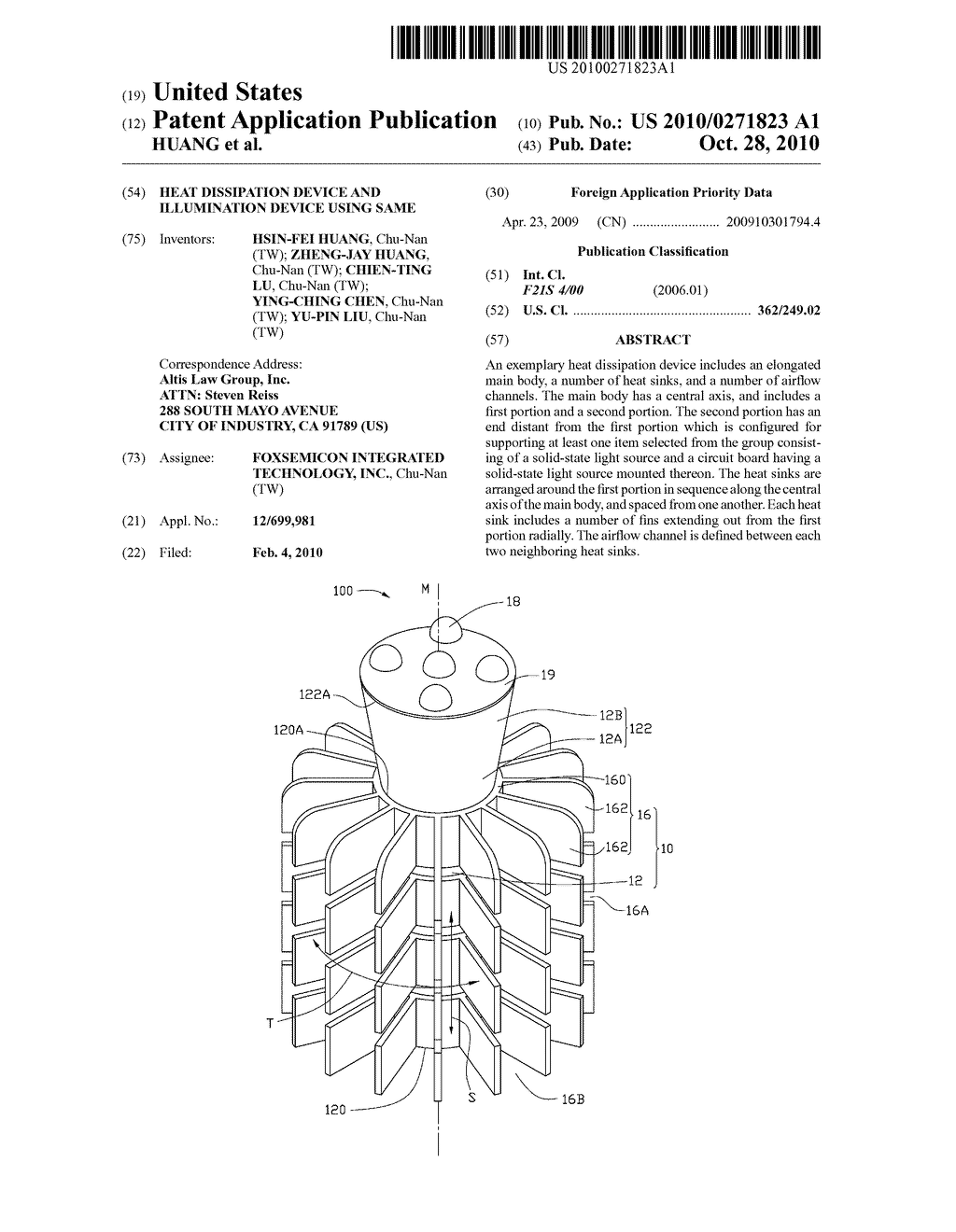 HEAT DISSIPATION DEVICE AND ILLUMINATION DEVICE USING SAME - diagram, schematic, and image 01