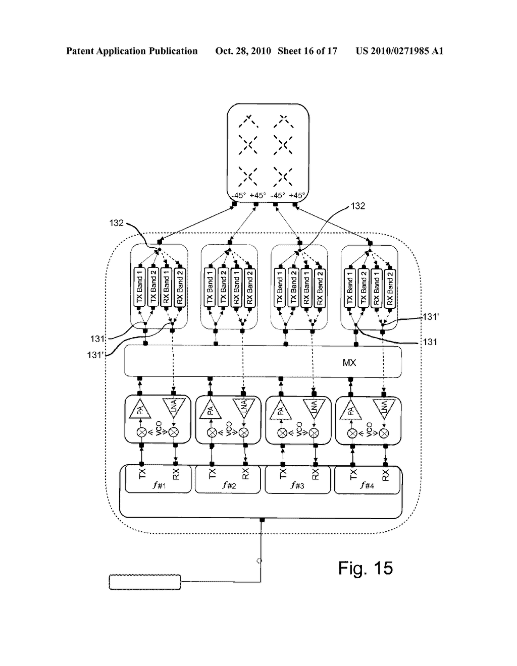 Device for receiving and transmitting mobile telephony signals with multiple transmit-receive branches - diagram, schematic, and image 17