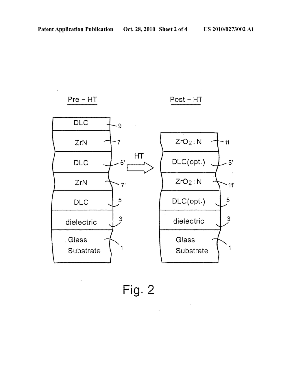 Heat treatable coated article with diamond-like carbon (DLC) and/or Zirconium in coating - diagram, schematic, and image 03