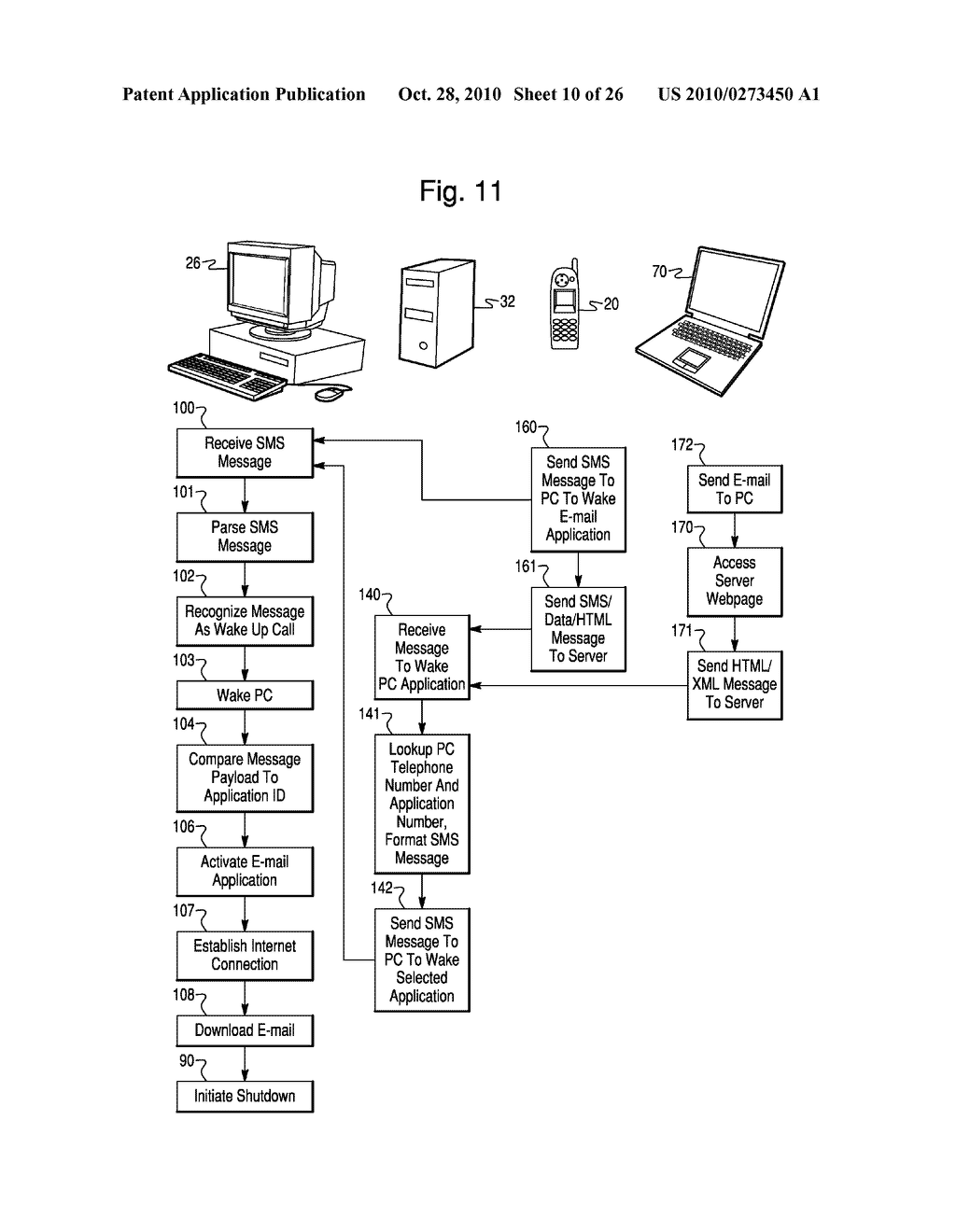 APPARATUS AND METHOD FOR ACTIVATING COMPUTER APPLICATIONS WITH SMS MESSAGING - diagram, schematic, and image 11