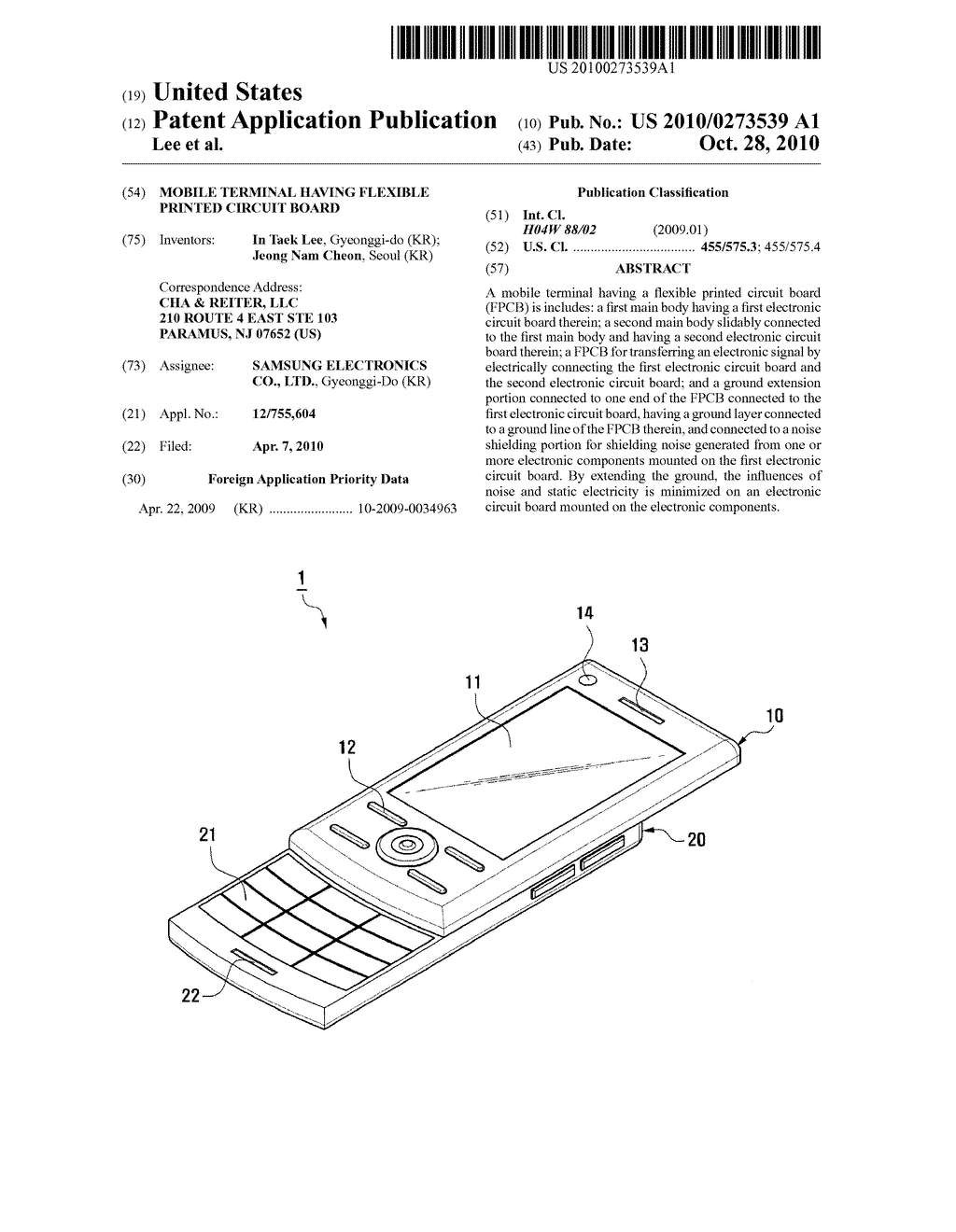 MOBILE TERMINAL HAVING FLEXIBLE PRINTED CIRCUIT BOARD - diagram, schematic, and image 01