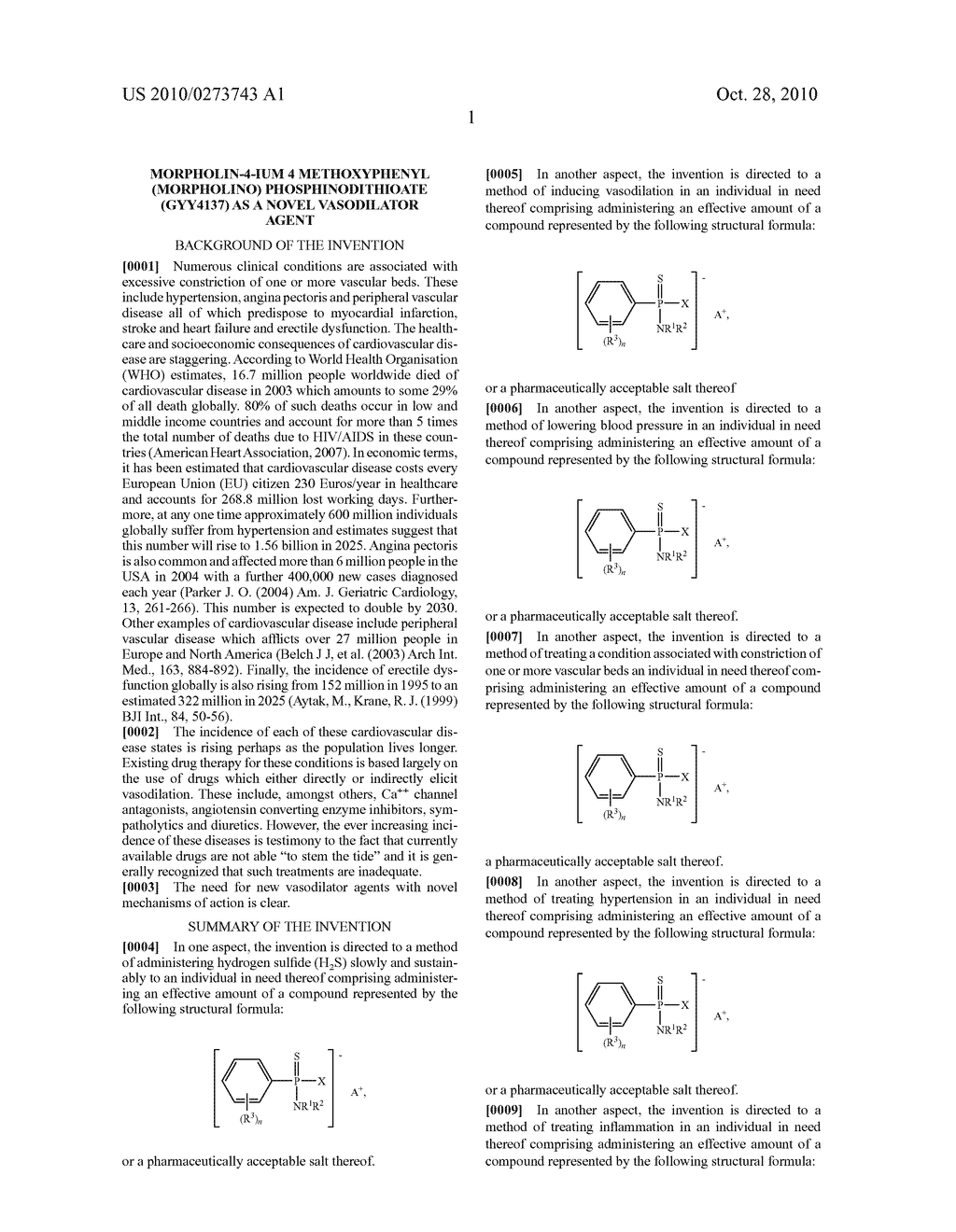 MORPHOLIN-4-IUM 4 METHOXYPHENYL (MORPHOLINO) PHOSPHINODITHIOATE (GYY4137) AS A NOVEL VASODILATOR AGENT - diagram, schematic, and image 22
