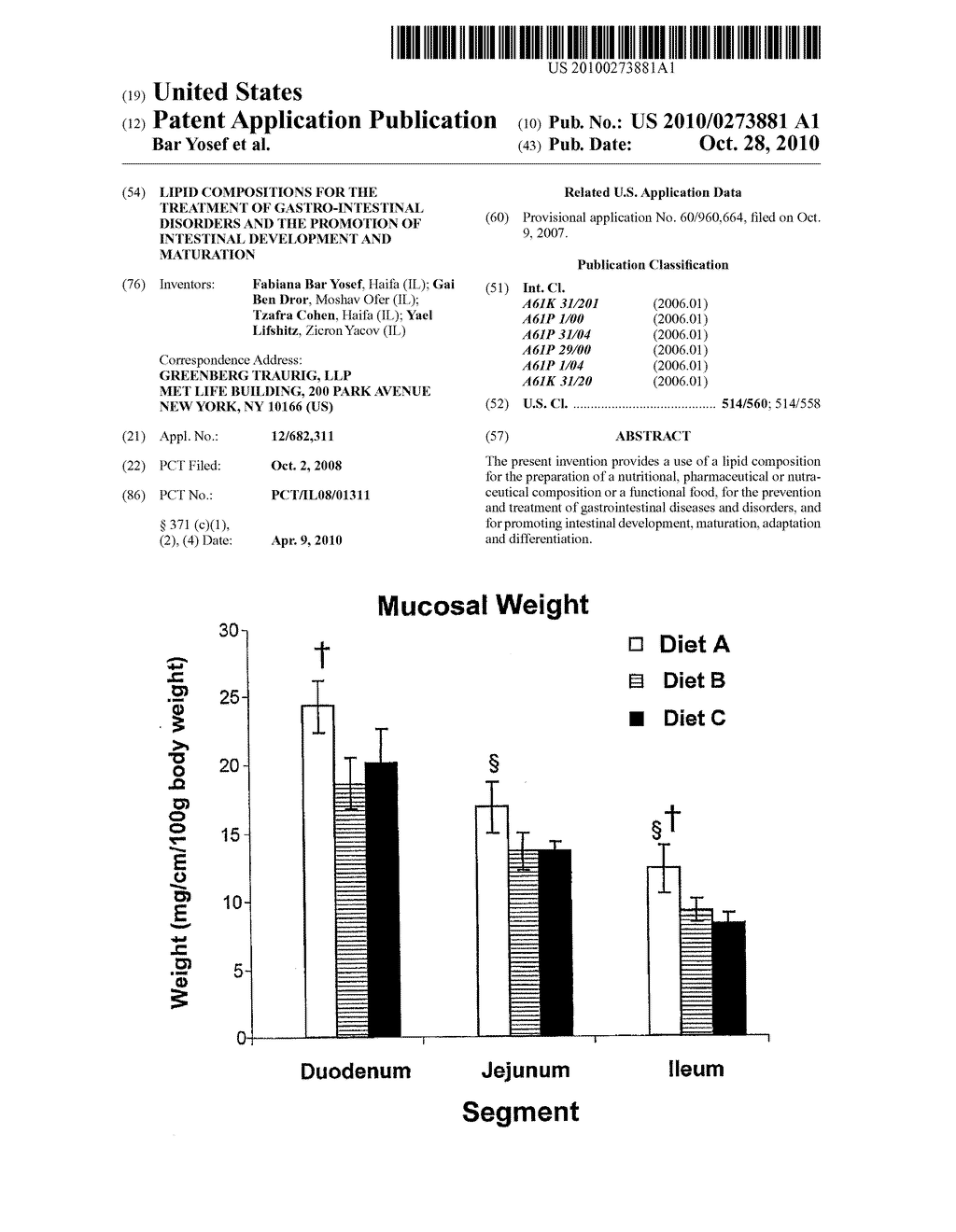 LIPID COMPOSITIONS FOR THE TREATMENT OF GASTRO-INTESTINAL DISORDERS AND THE PROMOTION OF INTESTINAL DEVELOPMENT AND MATURATION - diagram, schematic, and image 01