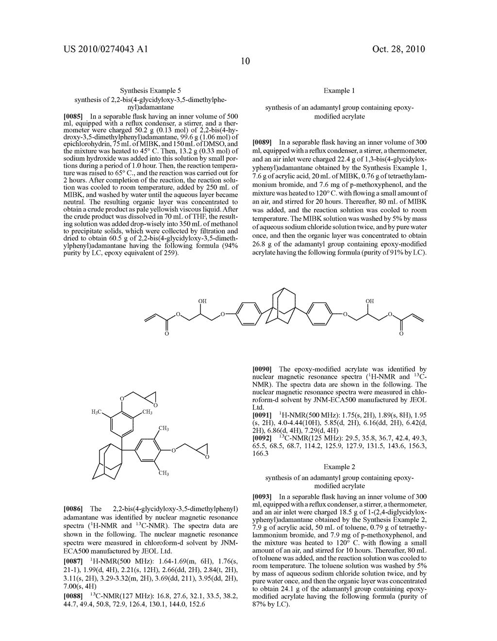 ADAMANTYL GROUP-CONTAINING EPOXY-MODIFIED (METH)ACRYLATE AND RESIN COMPOSITION CONTAINING THE SAME - diagram, schematic, and image 11