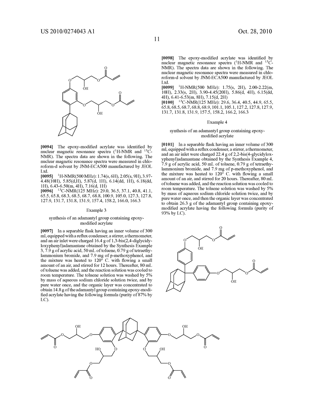 ADAMANTYL GROUP-CONTAINING EPOXY-MODIFIED (METH)ACRYLATE AND RESIN COMPOSITION CONTAINING THE SAME - diagram, schematic, and image 12