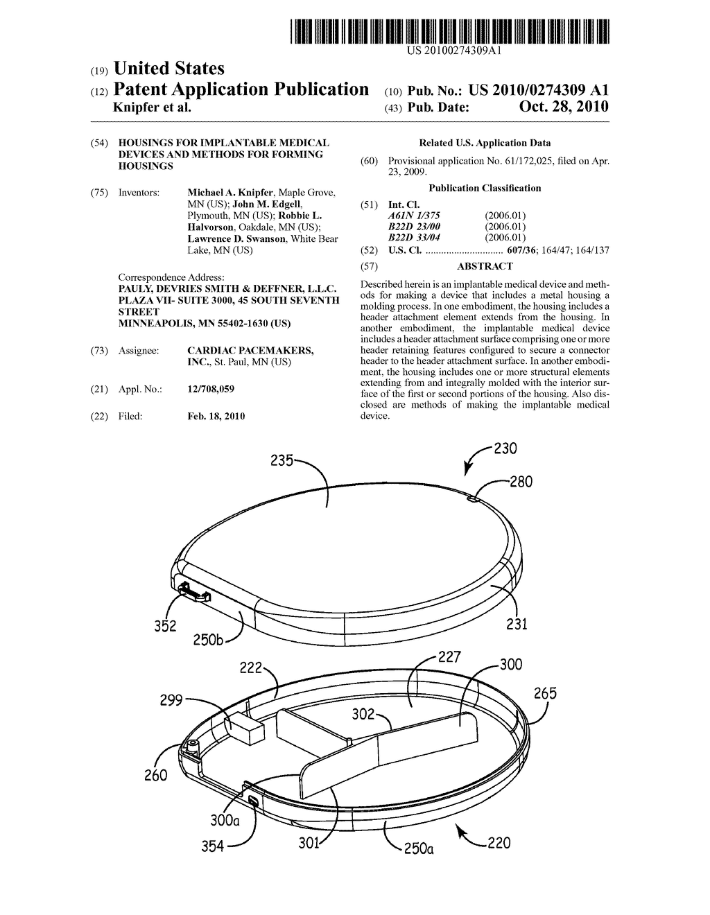 HOUSINGS FOR IMPLANTABLE MEDICAL DEVICES AND METHODS FOR FORMING HOUSINGS - diagram, schematic, and image 01