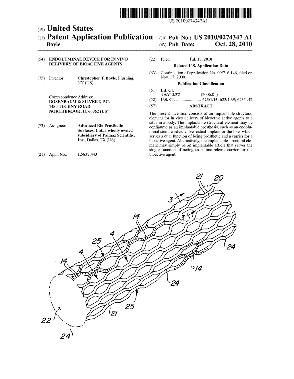 ENDOLUMINAL DEVICE FOR IN VIVO DELIVERY OF BIOACTIVE AGENTS - diagram, schematic, and image 01