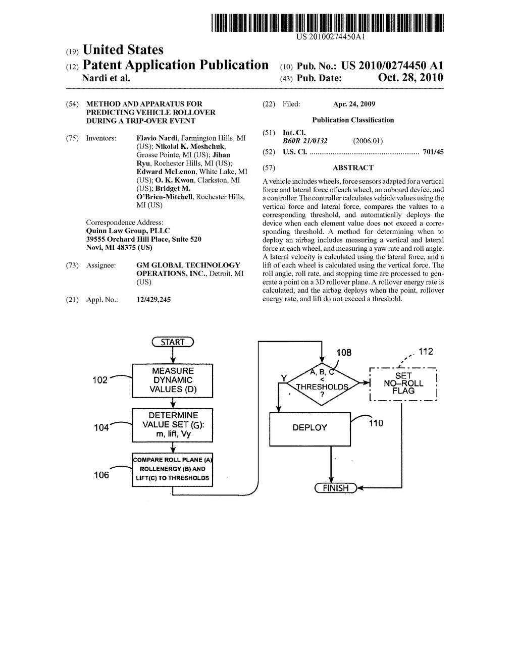 METHOD AND APPARATUS FOR PREDICTING VEHICLE ROLLOVER DURING A TRIP-OVER EVENT - diagram, schematic, and image 01