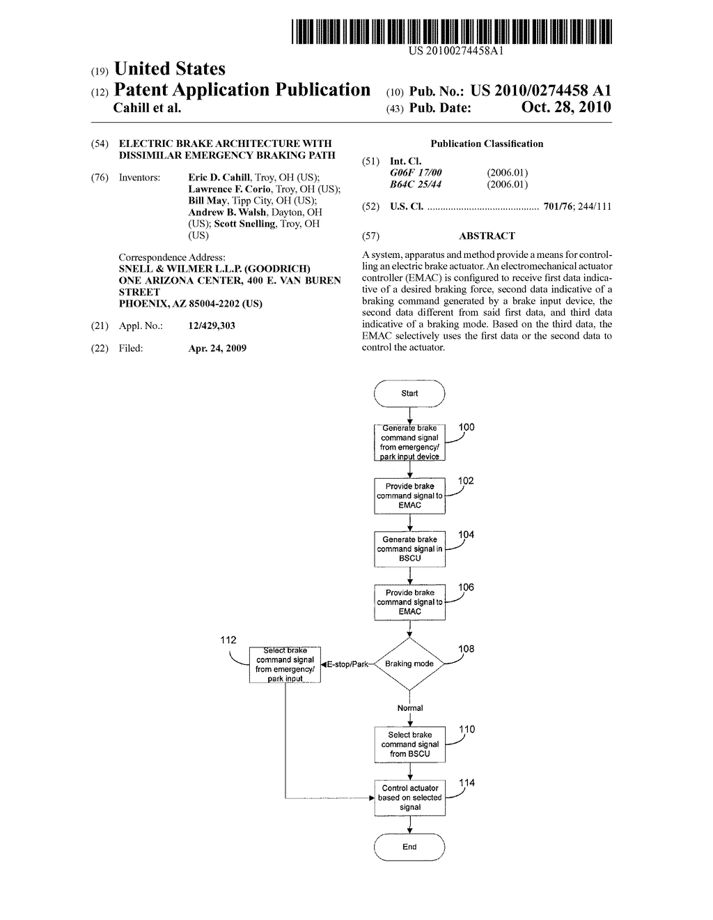 ELECTRIC BRAKE ARCHITECTURE WITH DISSIMILAR EMERGENCY BRAKING PATH - diagram, schematic, and image 01