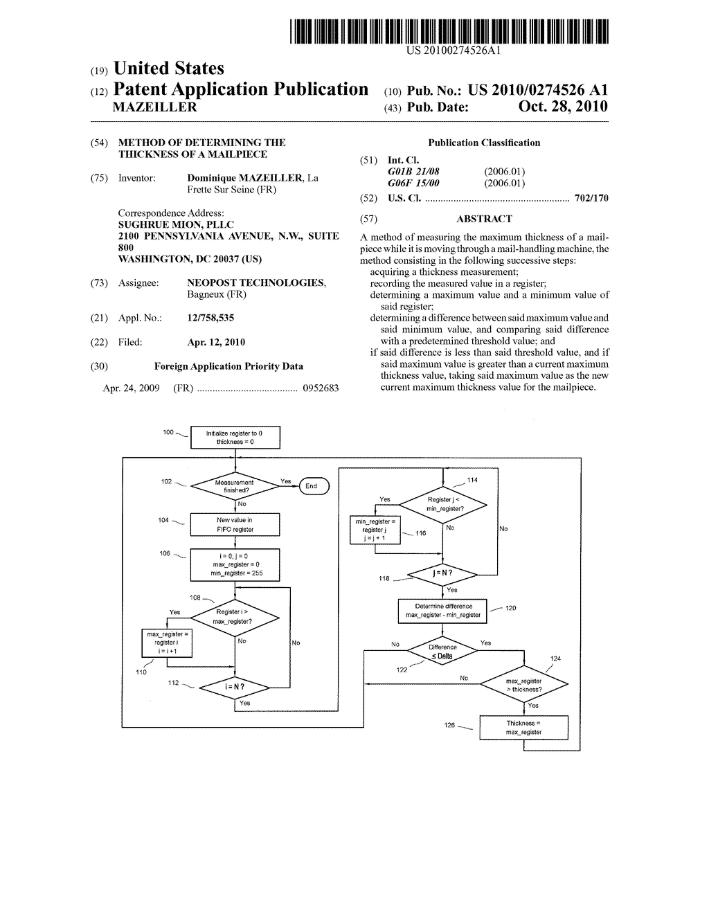 METHOD OF DETERMINING THE THICKNESS OF A MAILPIECE - diagram, schematic, and image 01