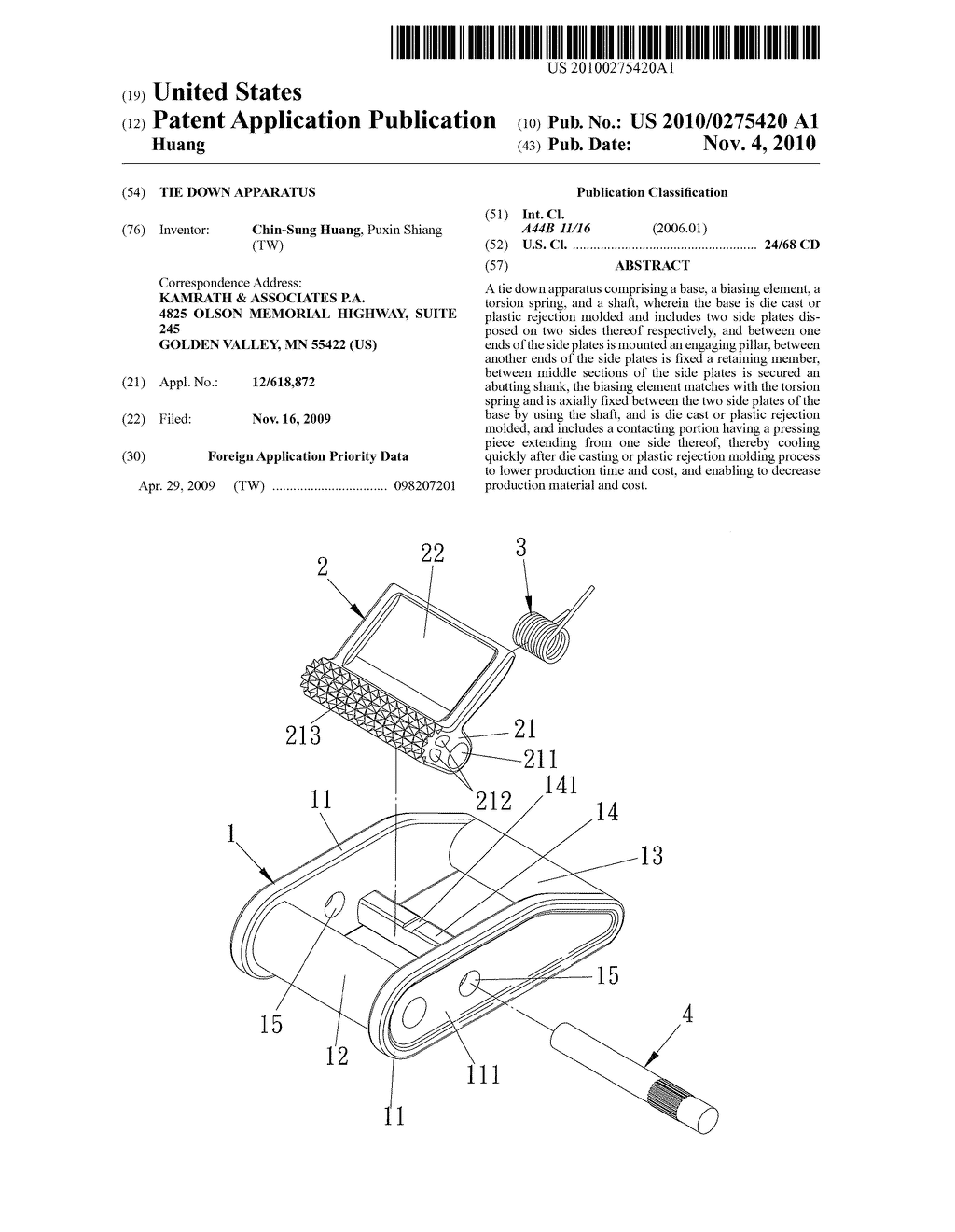 Tie Down Apparatus - diagram, schematic, and image 01