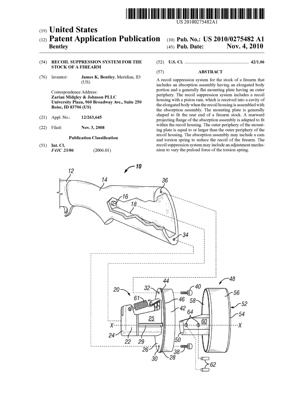 RECOIL SUPPRESSION SYSTEM FOR THE STOCK OF A FIREARM - diagram, schematic, and image 01