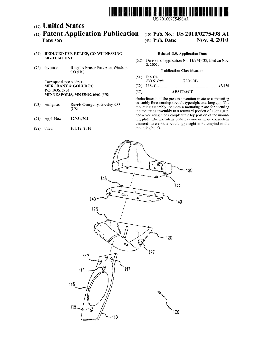 REDUCED EYE RELIEF, CO-WITNESSING SIGHT MOUNT - diagram, schematic, and image 01