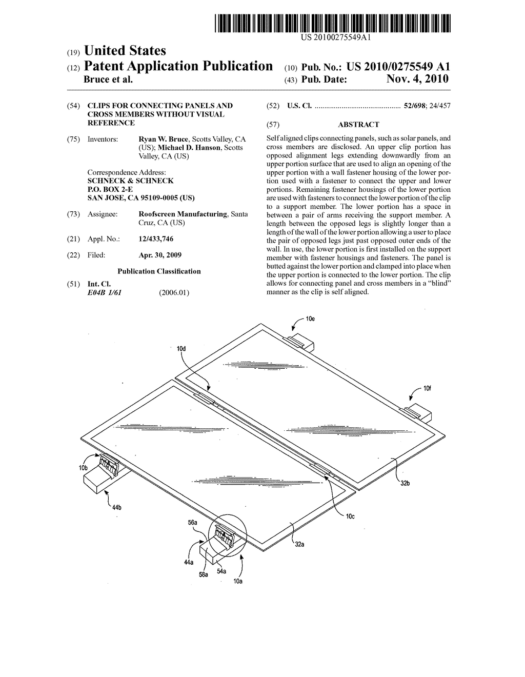 CLIPS FOR CONNECTING PANELS AND CROSS MEMBERS WITHOUT VISUAL REFERENCE - diagram, schematic, and image 01